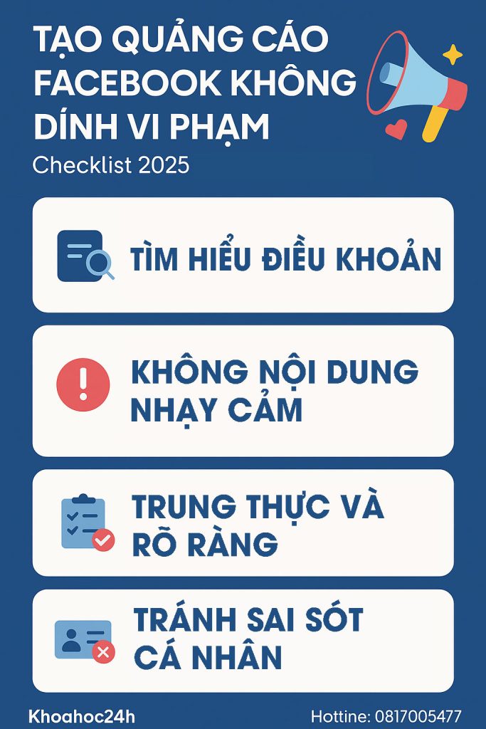 check list tạo quảng cáo fb ads