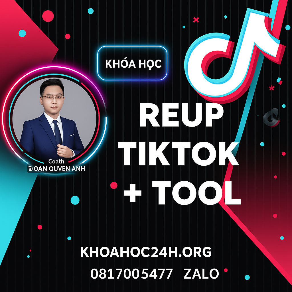 Khoá học Reup Tiktok + Tool Đoàn Quyền Anh