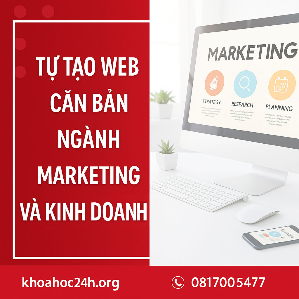 Khóa học Tự tạo web căn bản ngành marketing và kinh doanh