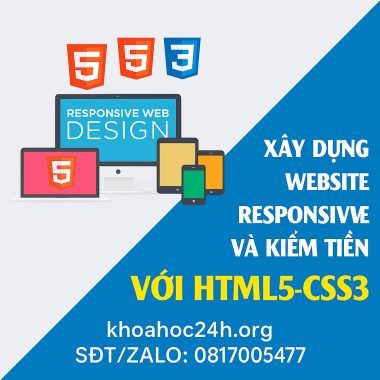 Khóa học Xây dựng Website Responsive và kiếm tiền với HTML5-CSS3