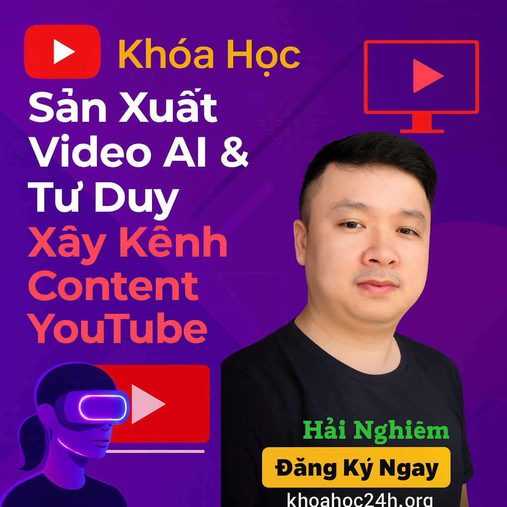Khóa Học Sản Xuất Video AI & Tư Duy Xây Kênh Content YouTube Hải Nghiêm