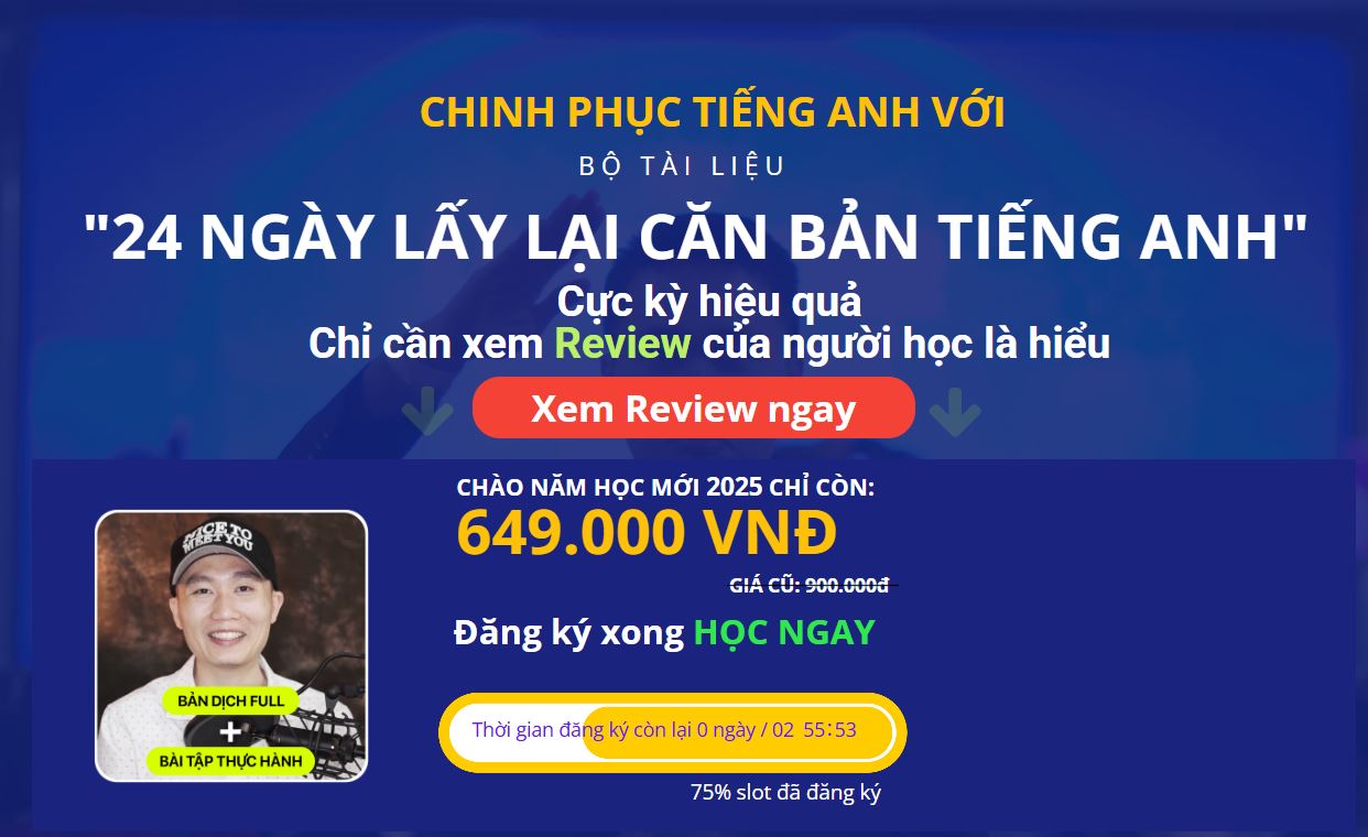 Khóa Học 24 Ngày Lấy Lại Căn Bản Tiếng Anh Cùng AlexD