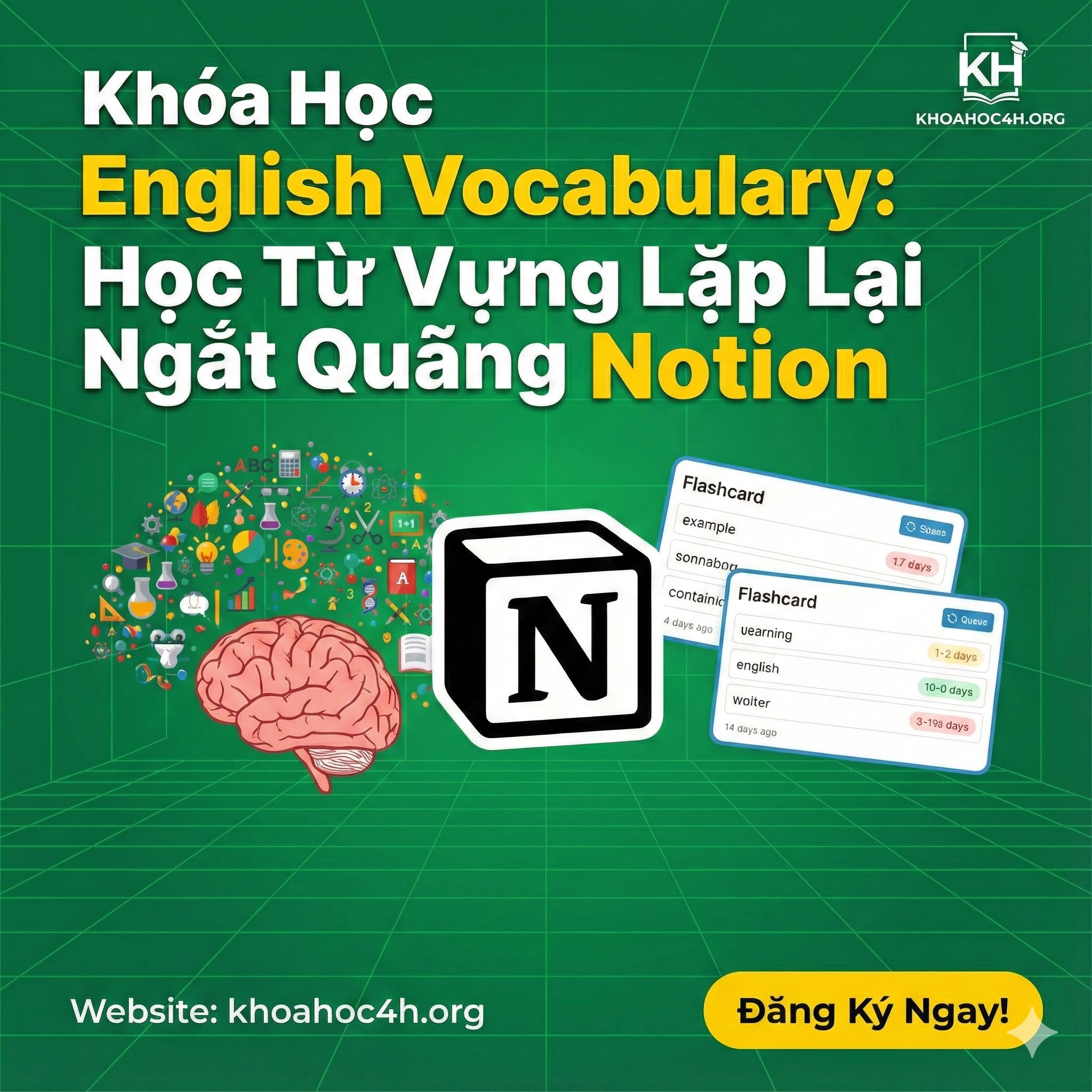 Khóa Học English Vocabulary Học Từ Vựng Lặp Lại Ngắt Quãng Notion