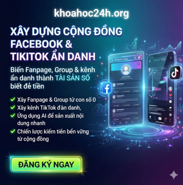 Khoá Học Xây Dựng Cộng Đồng Facebook Và TikTok Ẩn Danh Cùng Money Studio