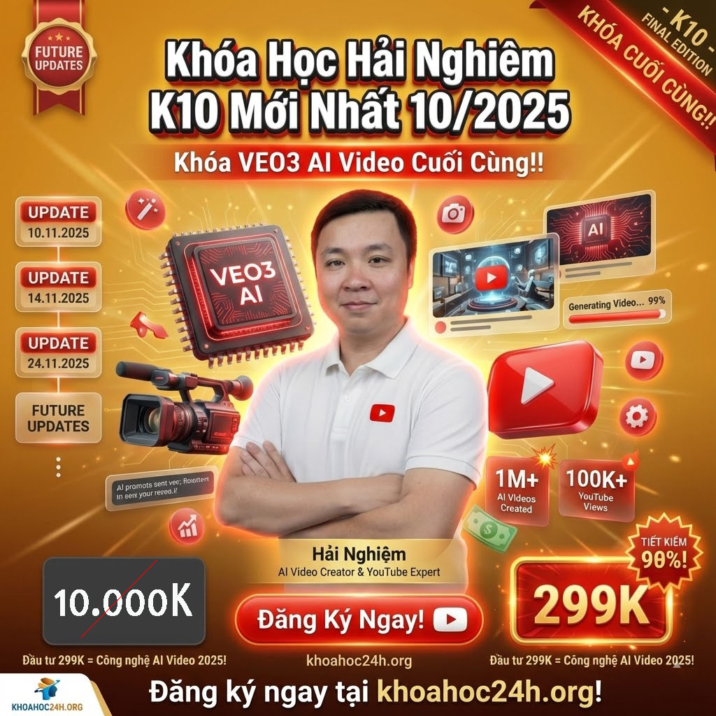 Khóa Học Youtube Hải Nghiêm K10 Mới Nhất Tháng 10 2025 Khóa Học Youtube Hải Nghiêm K10 Mới Nhất Tháng 10 2025