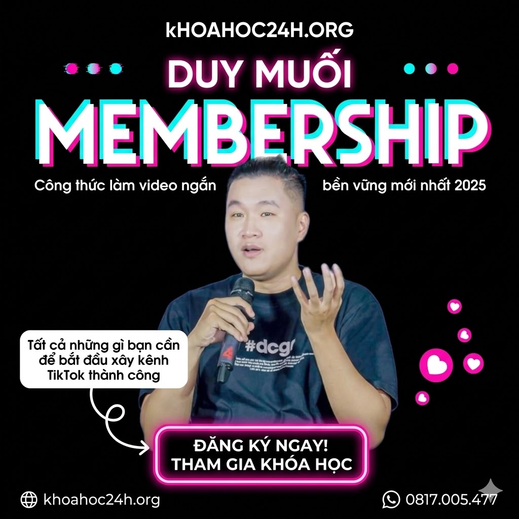 GÓI MEMBERSHIP LÀM CONTENT & XÂY KÊNH CÙNG TEAM DUY MUỐI