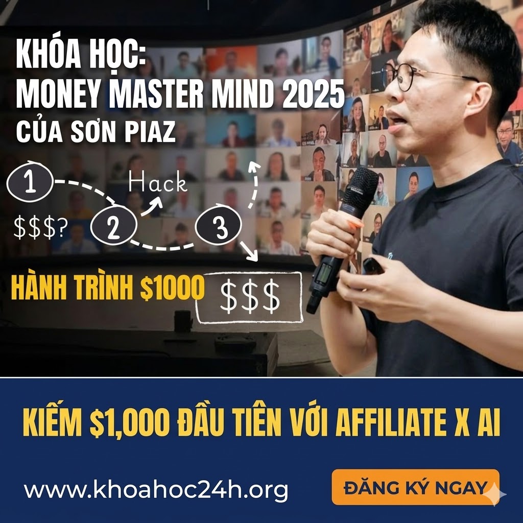 Khóa Học Money Master Mind 2025 Sơn Piaz Kiếm $1,000 Đầu Tiên Với Affiliate X AI Khóa Học Money Master Mind 2025 Sơn Piaz Kiếm $1,000 Đầu Tiên Với Affiliate X AI