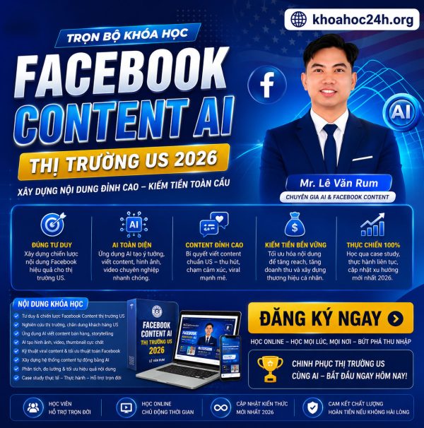 Trọn Bộ Khóa Học Facebook Content AI Thị Trường US 2026 – Lê Văn Rum