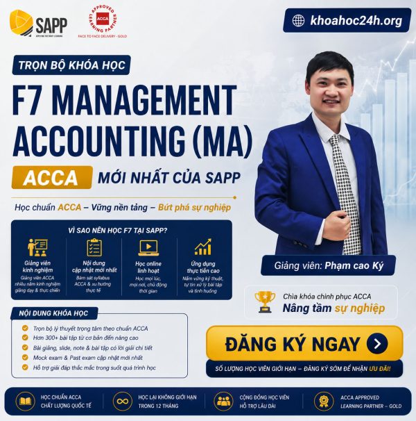 Trọn bộ khóa học F7 Management Accounting (MA) ACCA 2025 của SAPP