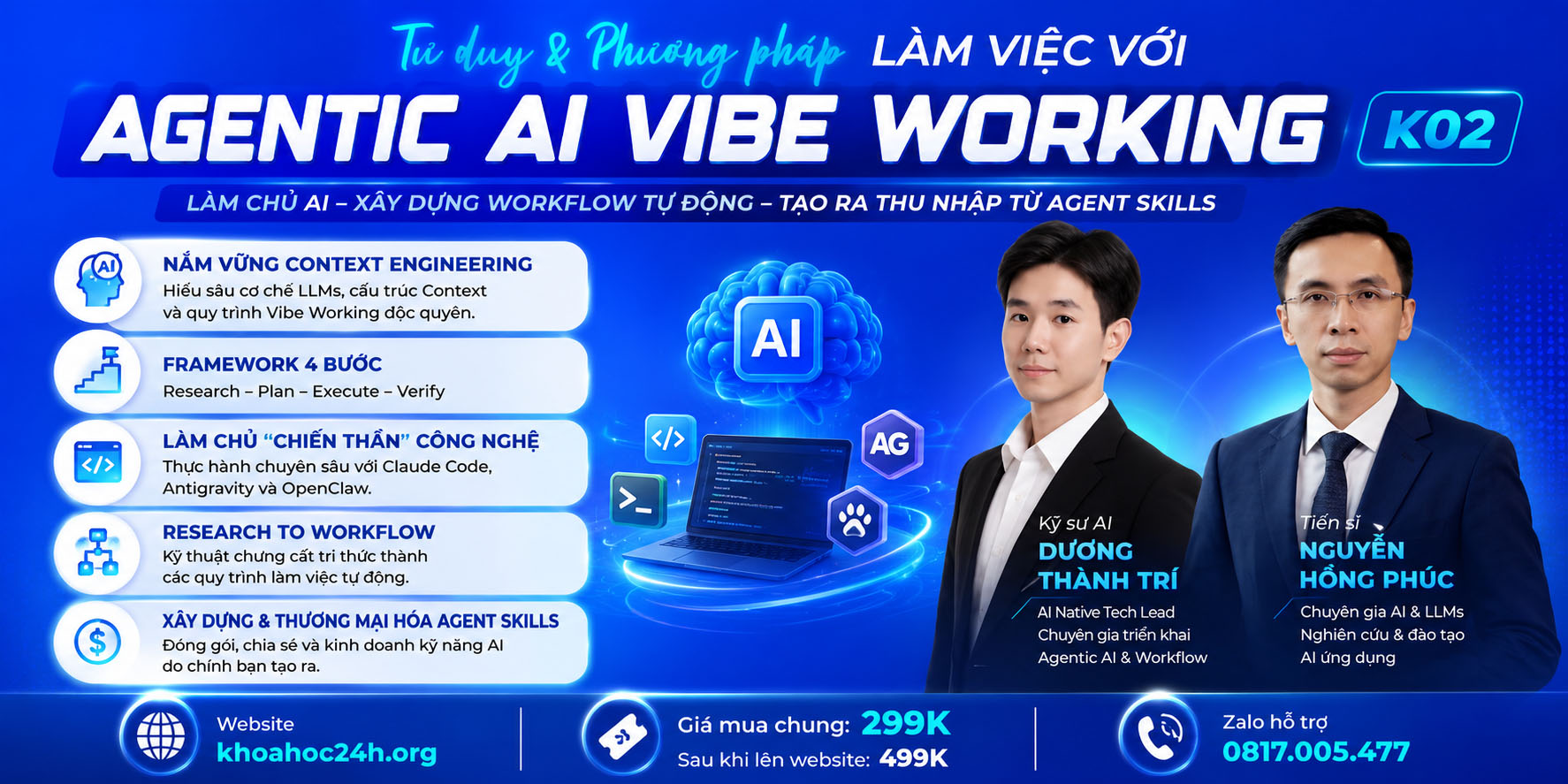 MUA CHUNG KHÓA HỌC TƯ DUY & PHƯƠNG PHÁP LÀM VIỆC VỚI AGENTIC AI VIBE WORKING K02