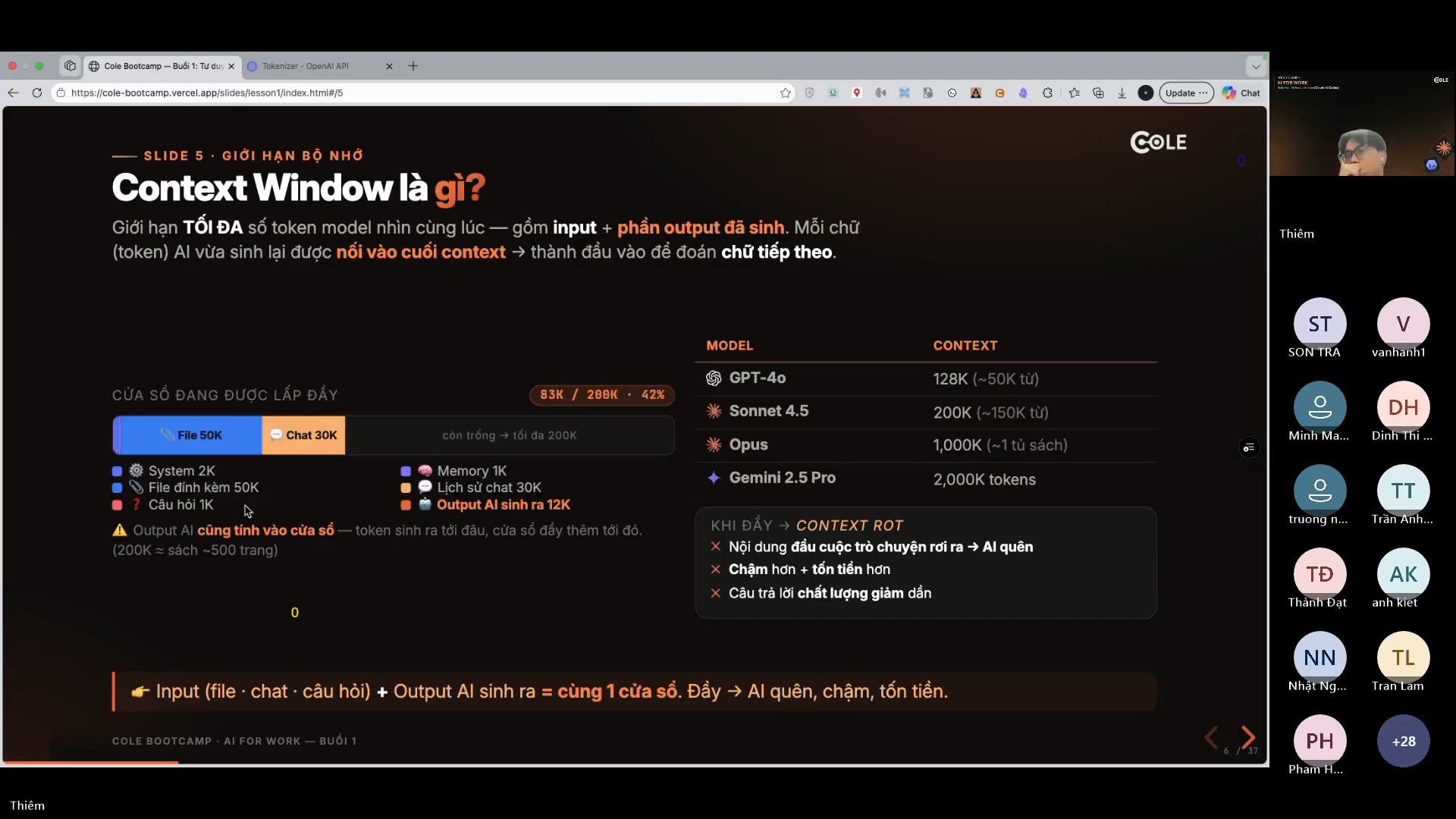 Context Window là gì - Khóa Học BOOTCAMP AI FOR WORK NGUYỄN BÁ THIÊM