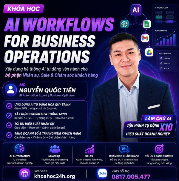 Khóa Học AI Workflows For Business Operations – Mr. Nguyễn Quốc Tiến