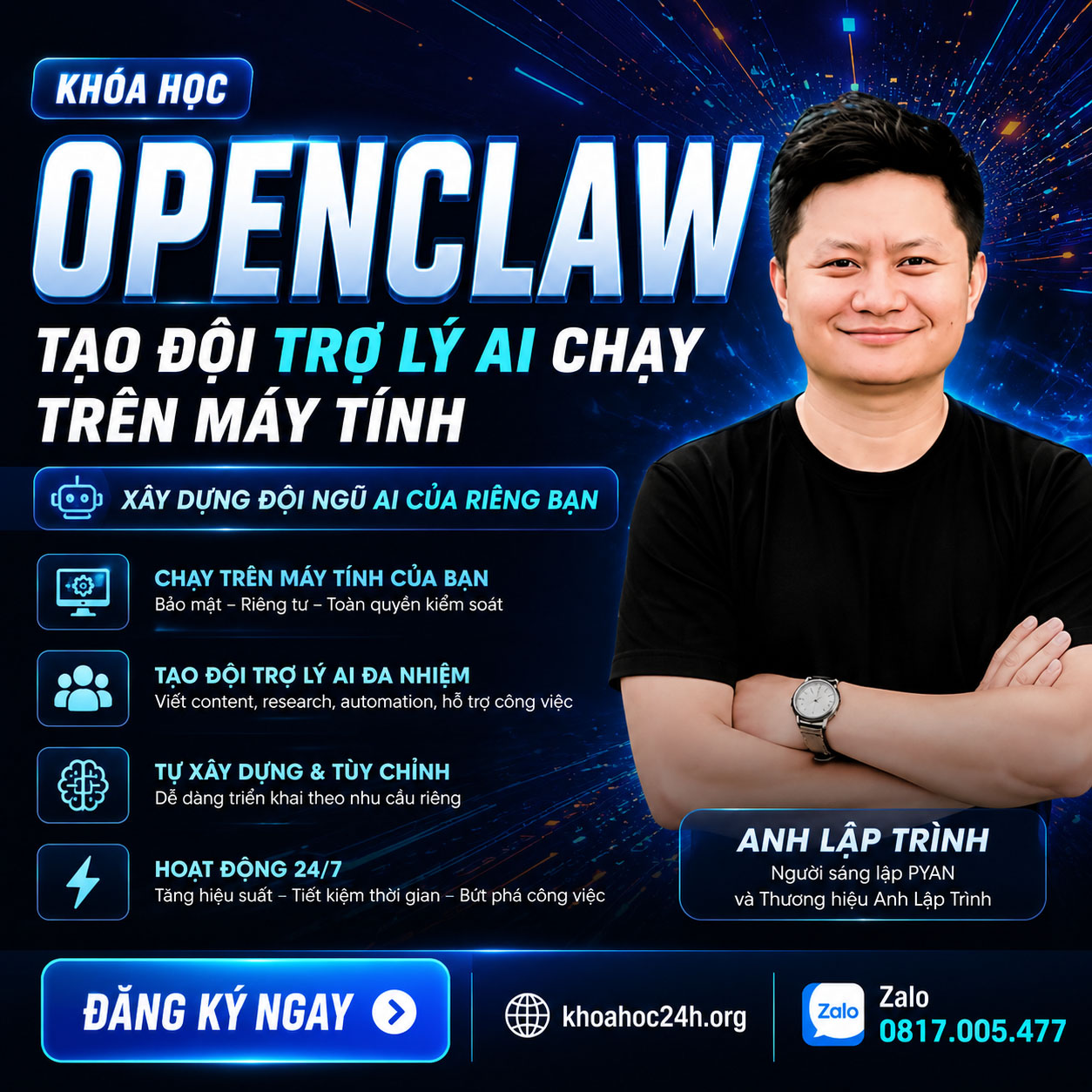 Trọn Bộ Khóa Học OpenClaw Tạo Đội Trợ Lý AI Chạy Trên Máy Tính – Anh Lập Trình